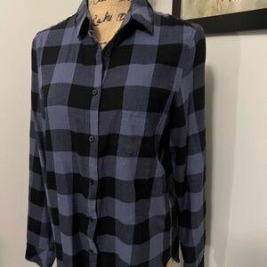 H&M casual  Blue and dark  Plaid Shirt